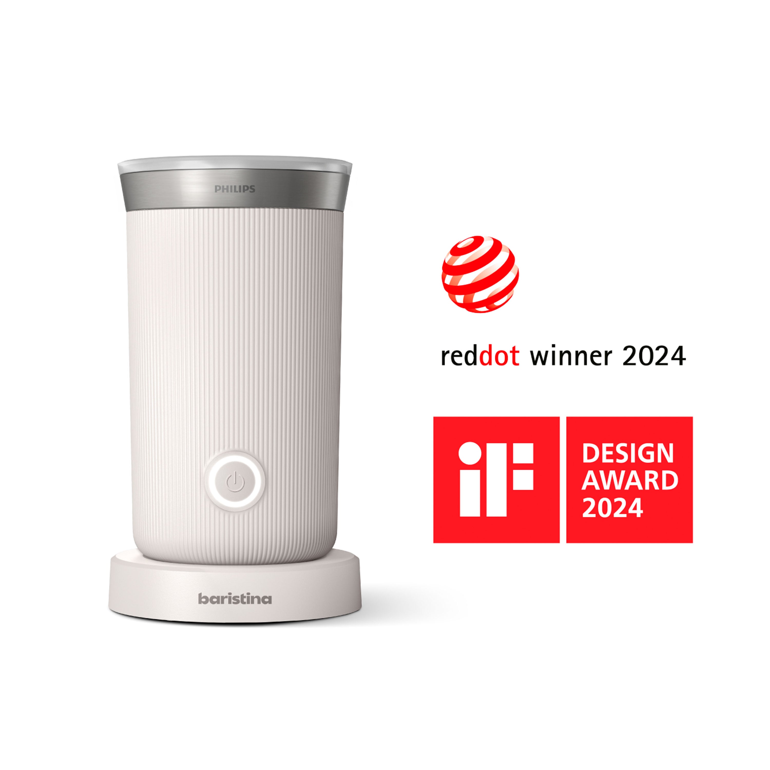 Philips Baristina milk frother, award-winning design.
