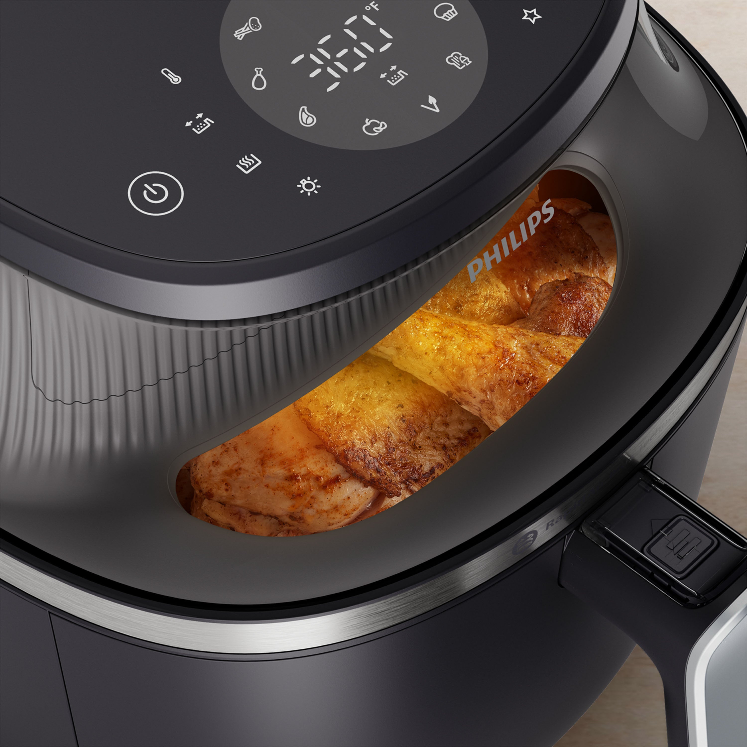 Philips Airfryer 3000 Series cooking window.
