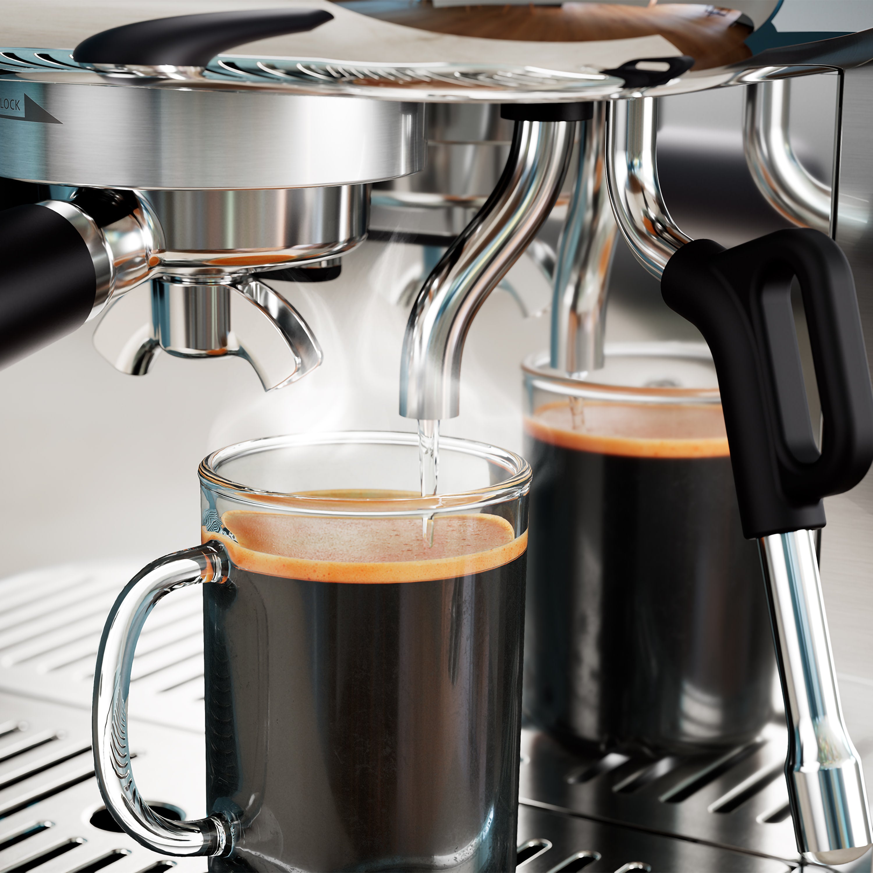Brewed hot coffee.