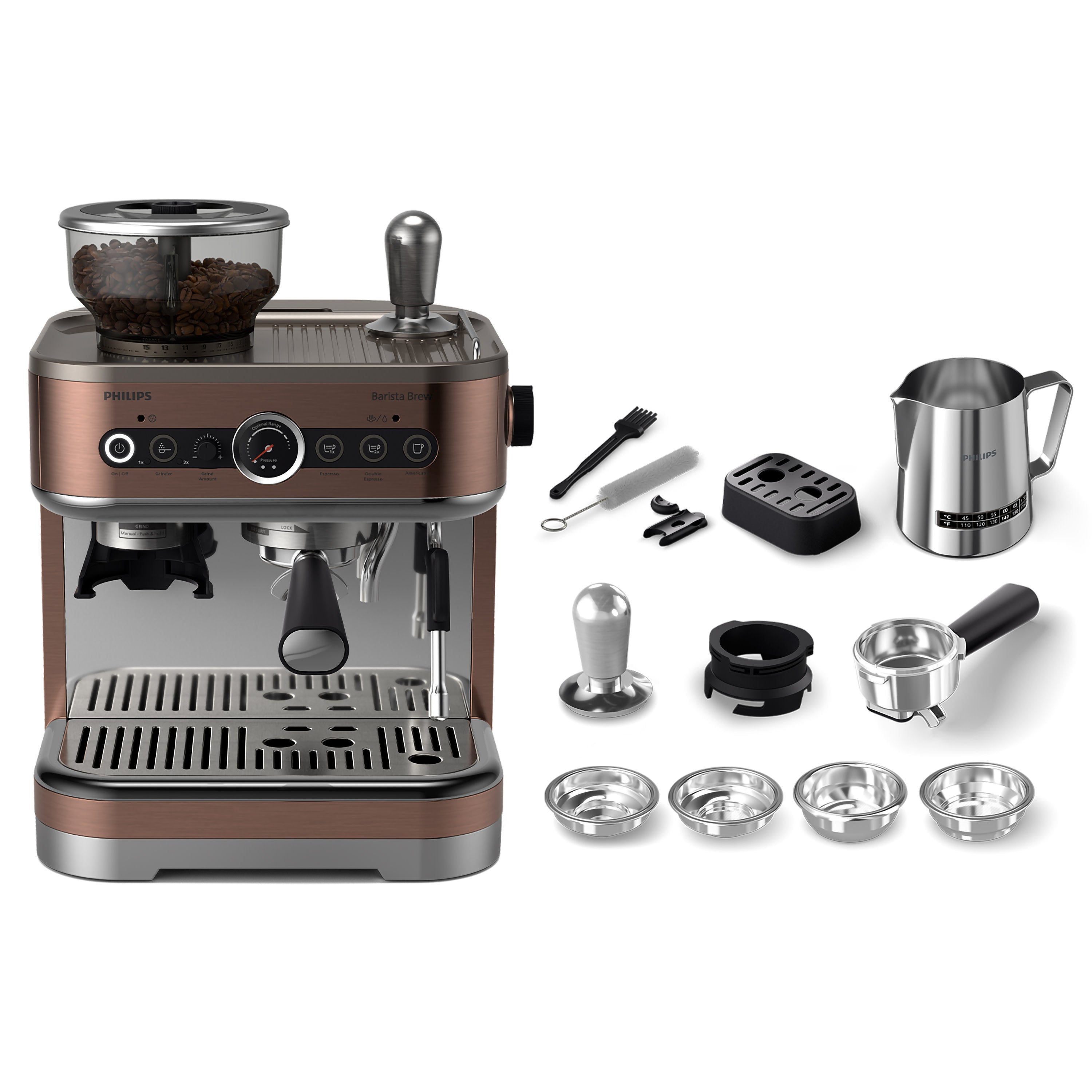Philips Semi-Automatic Espresso Machine with accessories.