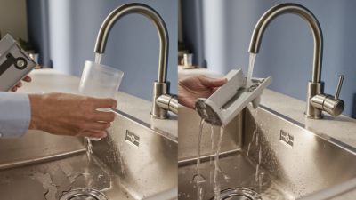 Showing how to clean parts of the coffee machine.