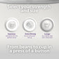 Showing buttons on espresso machine: Espresso, Extra Strong and Lungo