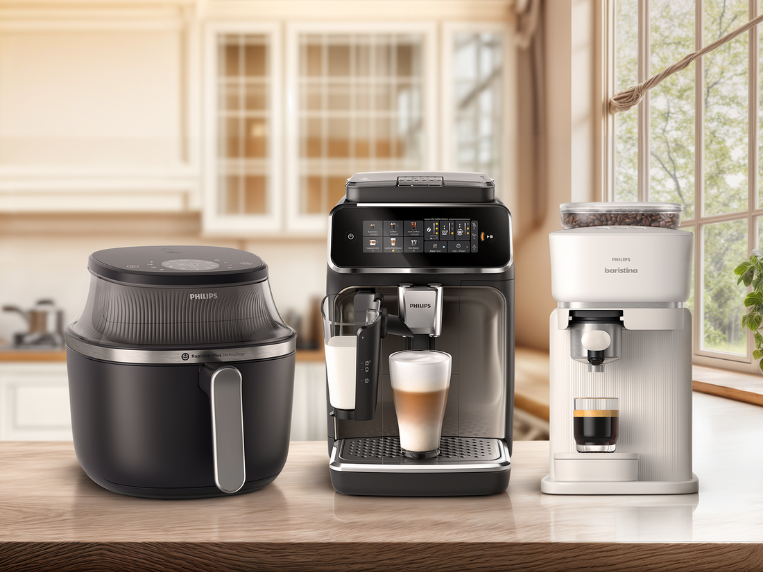 Philips Airfryer, Fully Automatic Coffee Machine, and Espresso.
