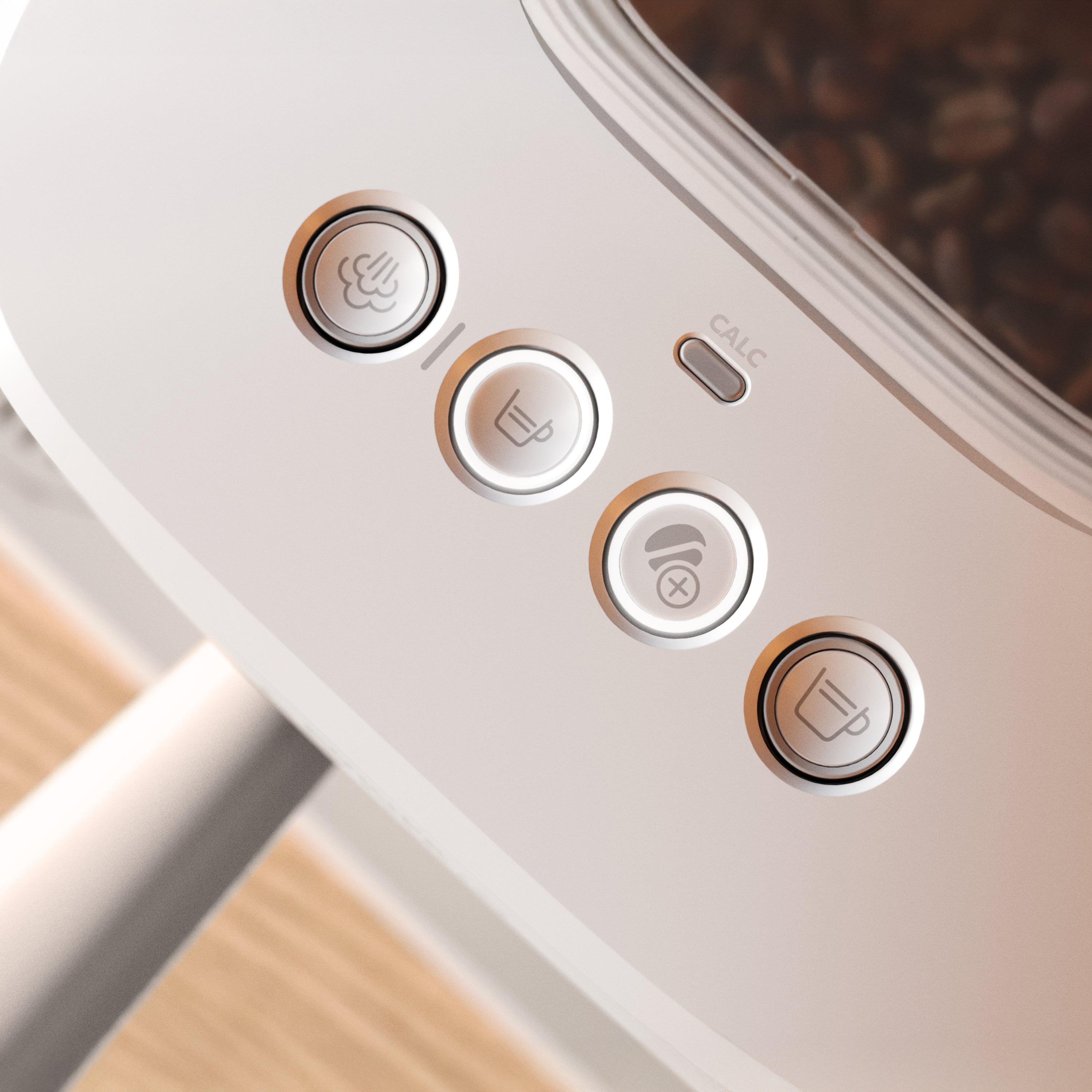Control panel with buttons on a white Baristina Latte.