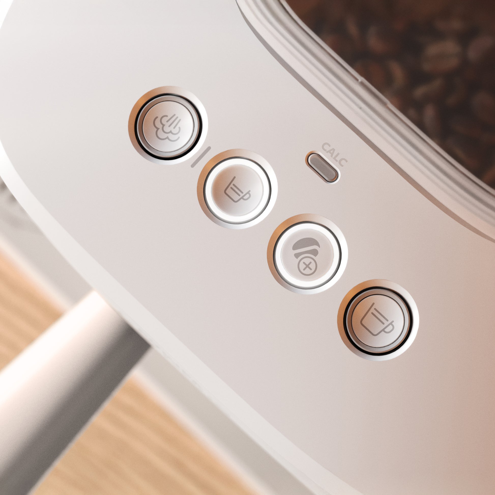 Control panel with buttons on a white Baristina Latte.