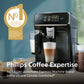 Philips coffee machine with a glass of coffee and a badge indicating it's the No. 1 brand in the US and Canada.