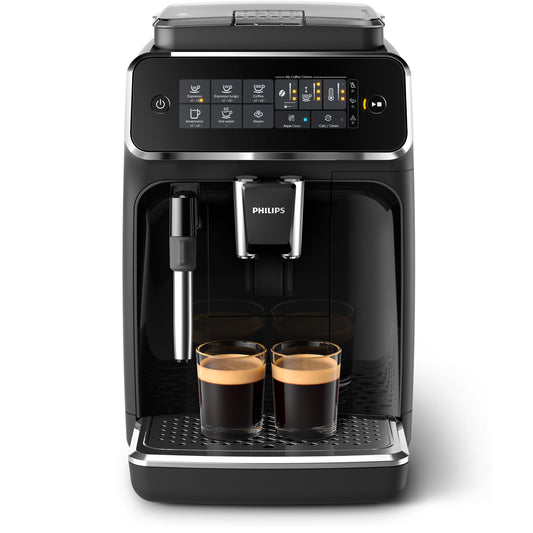 Philips coffee machine with two espresso cups on a white background