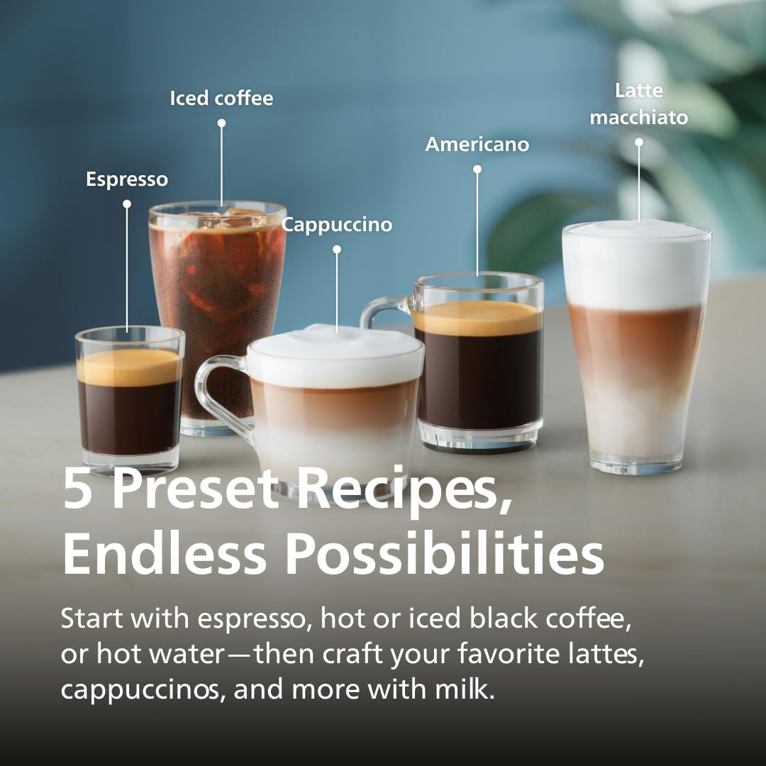 Collection of coffee drinks with labels on a blurred background