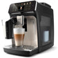 Philips coffee machine with a glass of latte on a white background