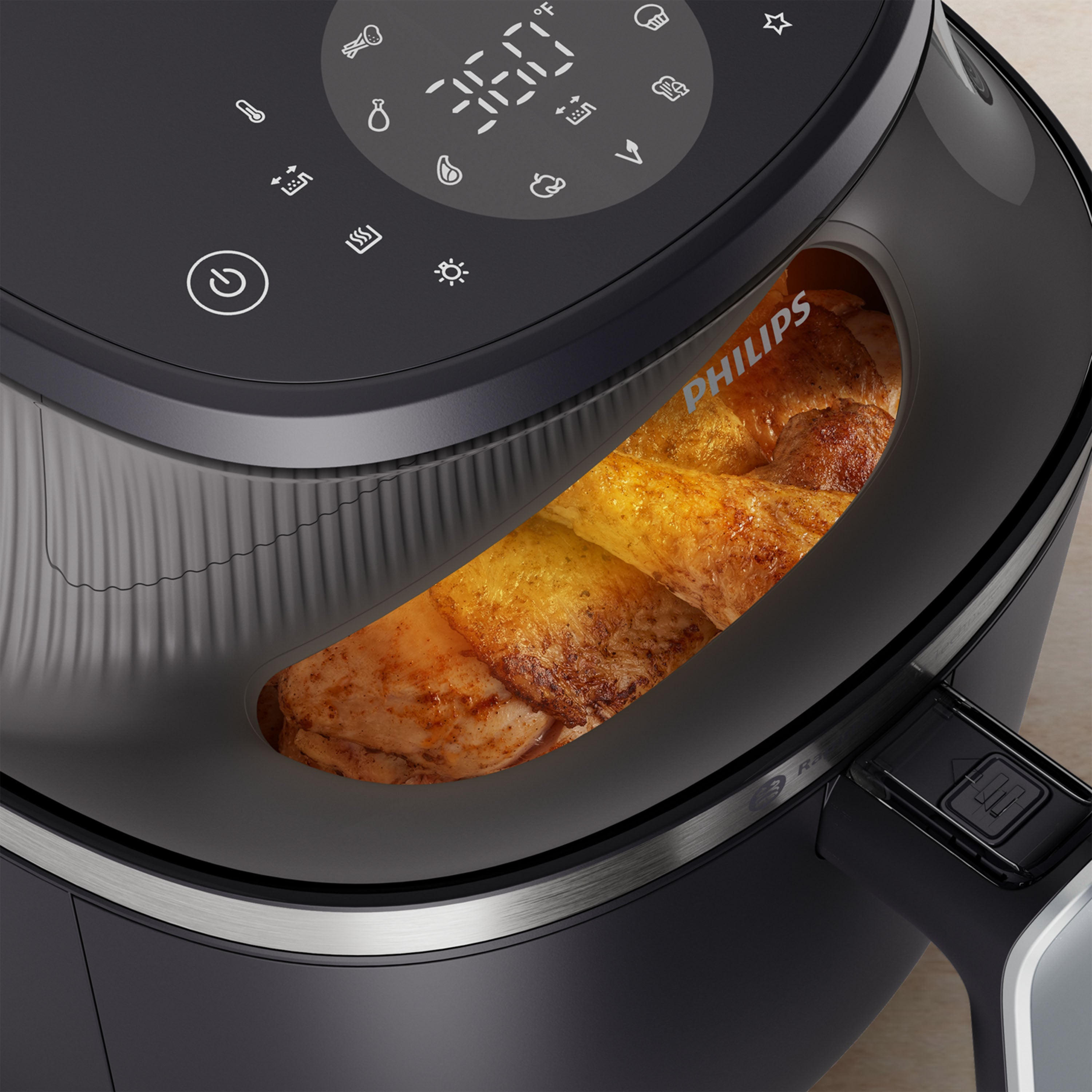 Philips Airfryer 3000 Series cooking window. 