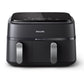 Philips dual basket air fryer on a white background