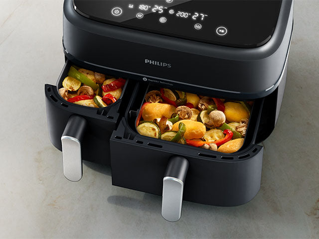 Philips Dual Basket cooking vegetables. 