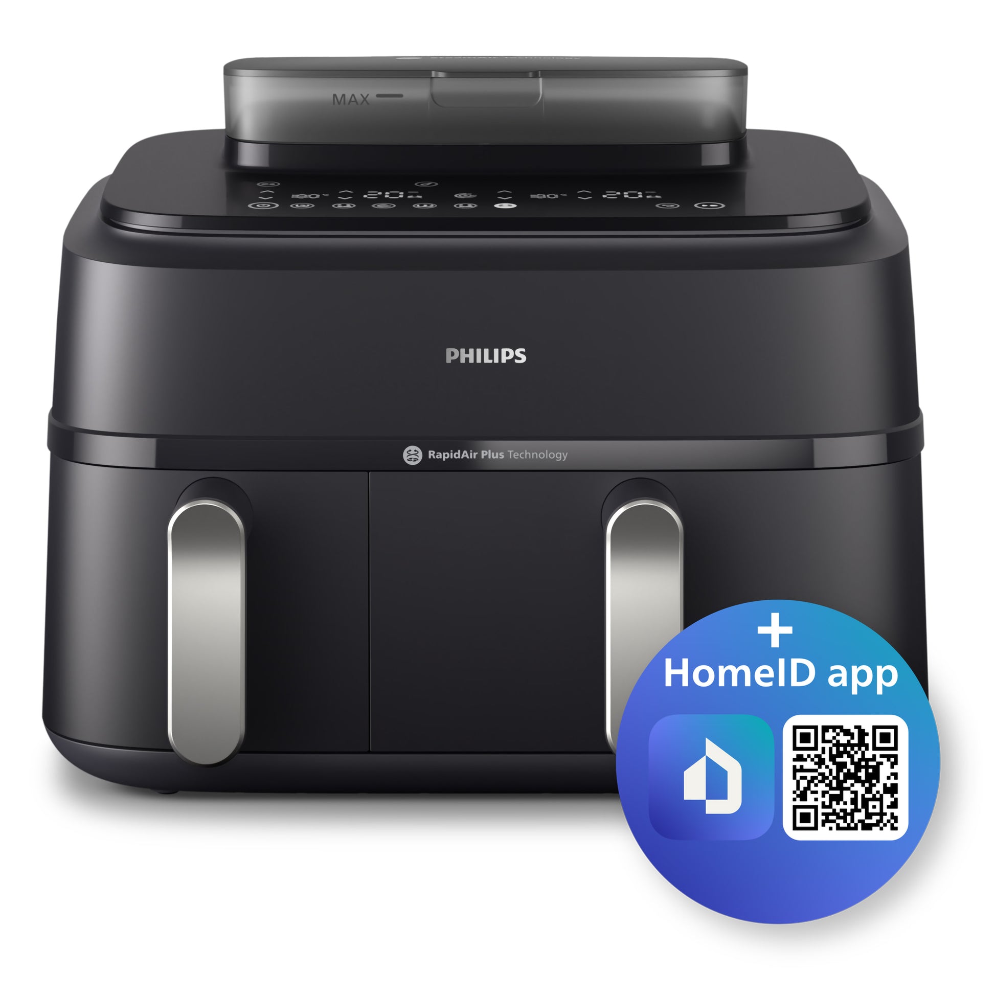 Philips 5000 Series Dual-Basket Airfryer with Steam, 9.6 qt Capacity, with HomeID App