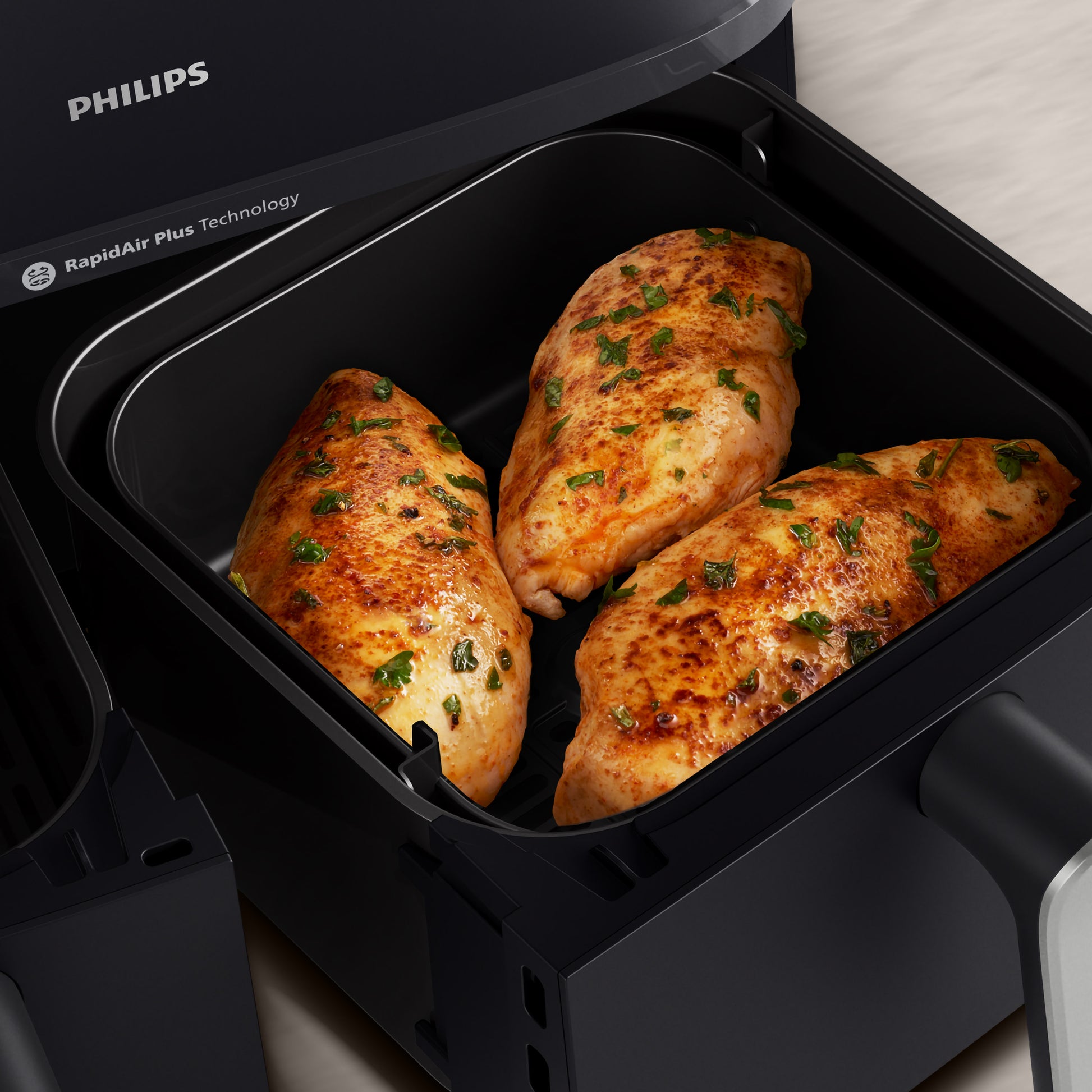 Philips 5000 Series Dual-Basket Airfryer with Steam, cooking chicken