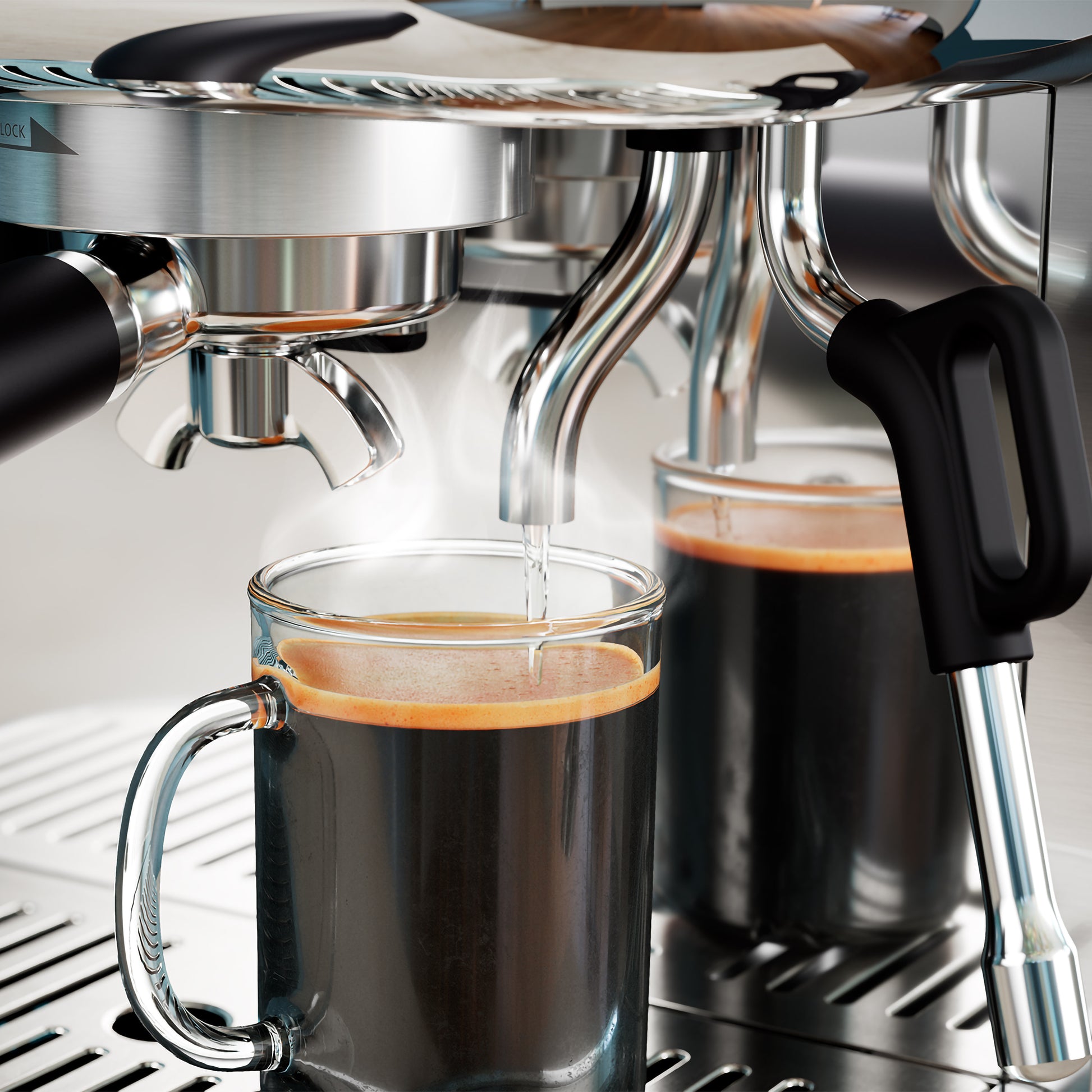 Brewed hot coffee.
