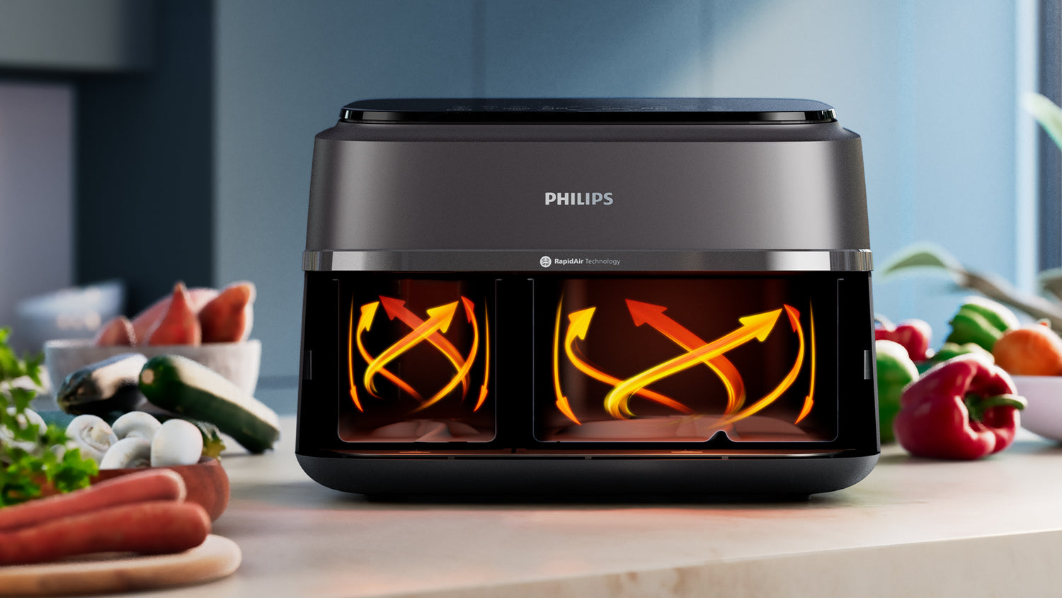 Philips Dual Basket Airfryer with RapidAir Technology 